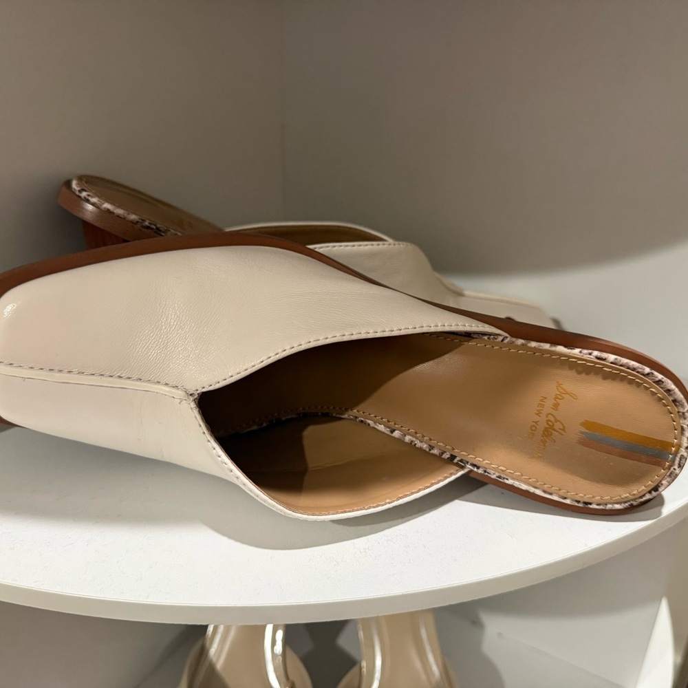 Sam Edelman Cream Leather Mules